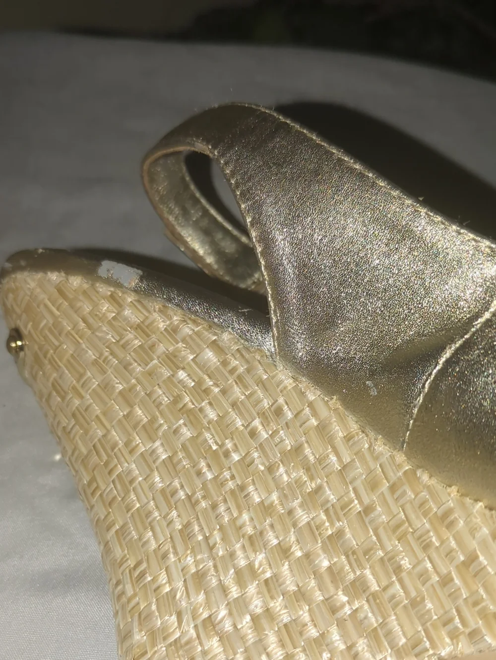 Lilly Pulitzer Gold Peep-Toe Wedge Slingback Heels